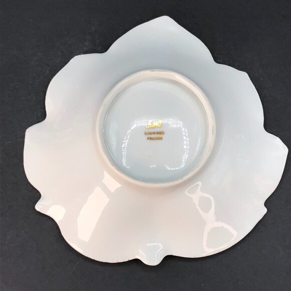 Limoges France GDA Leaf Trinket Dish Vintage Porcelain Ring Tray Gold Paint Trim - Picture 5 of 10
